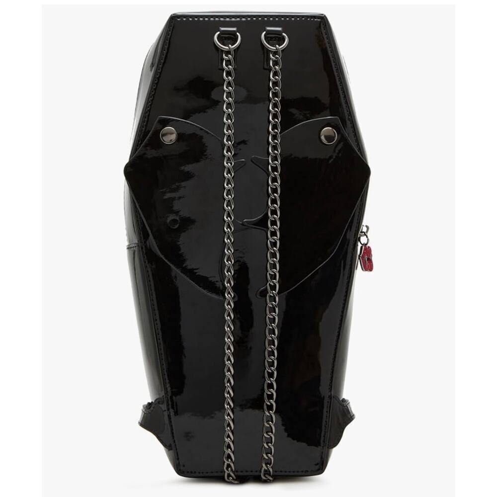 Betsey johnson patent leather kitsch coffin bat to the bone  backpack bag purse - Picture 4 of 16